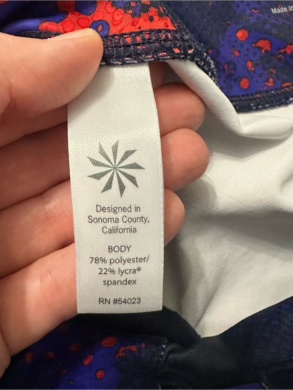 Athleta Cropped Leggings Womens M Medium Blue Orange Abstract Back Zip Pocket - Picture 5 of 12